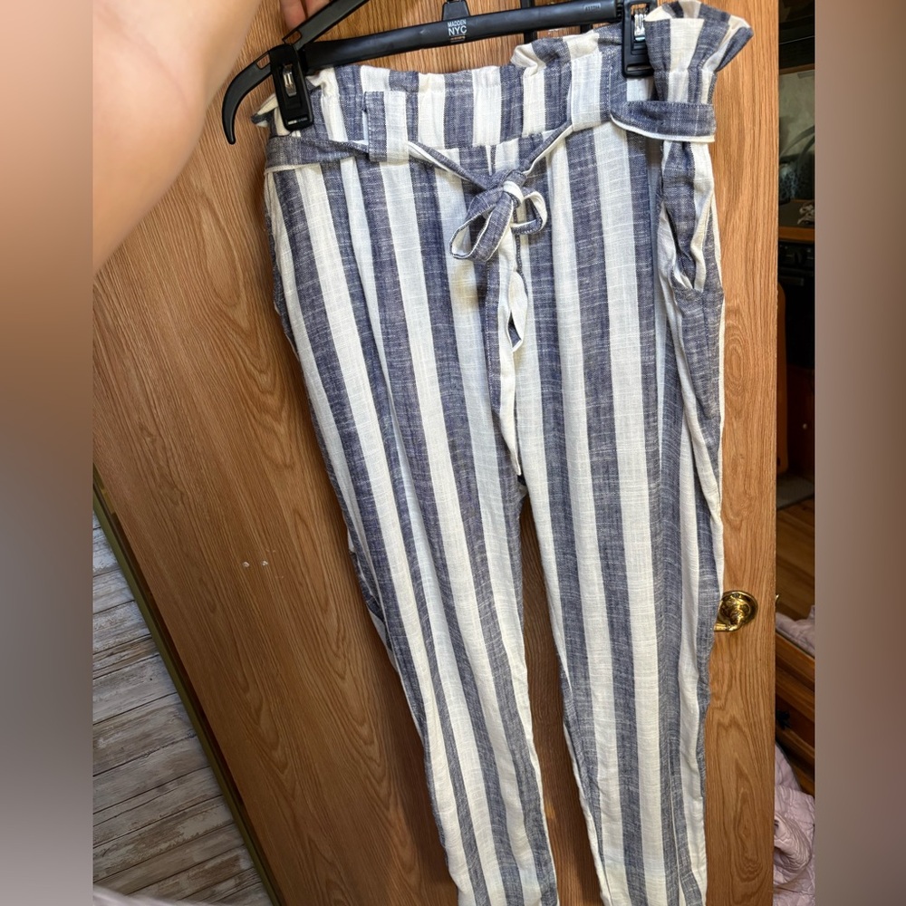 Striped Linen blend Women's Trousers